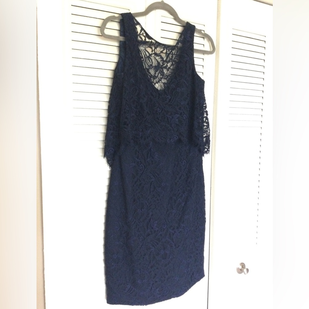 Theia Navy Lace Dress